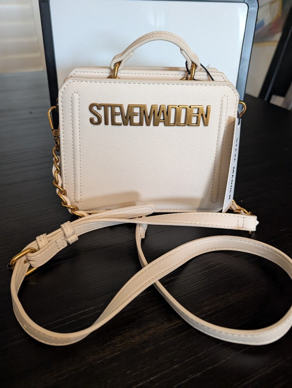 Steve Madden Cream Mini Top-Handle Crossbody Bag